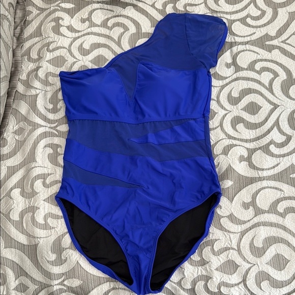 Venus One-Shoulder Royal Blue One Piece Swimsuit Size 14 - Picture 2 of 7